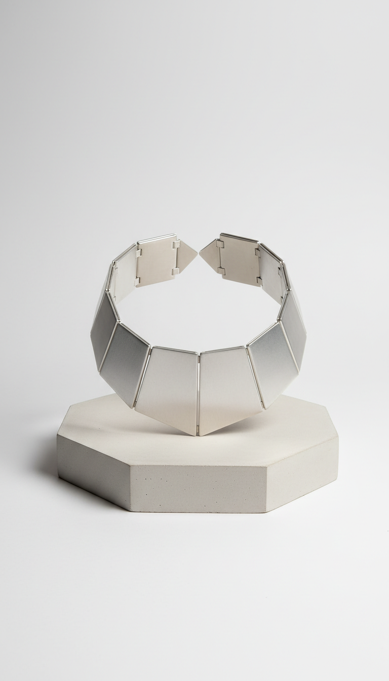 Collar de plata arquitectura angular