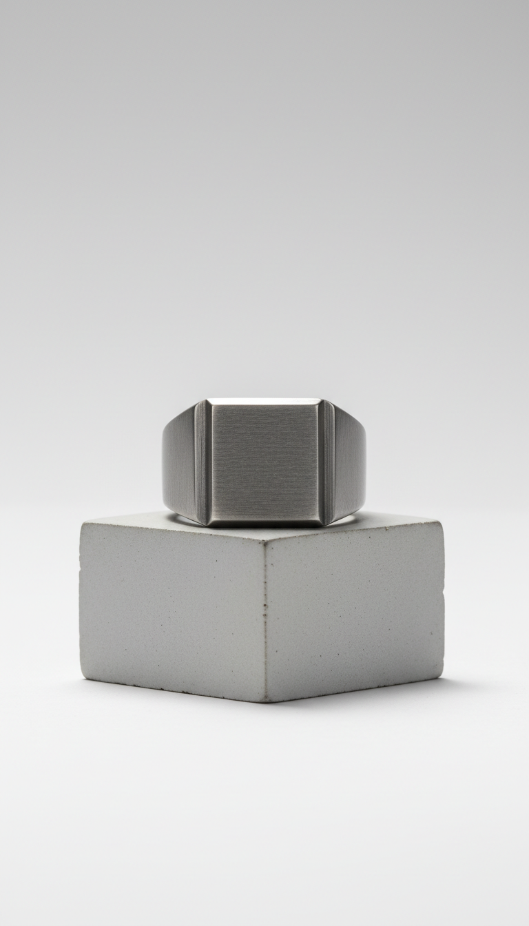 Anillo sello acero geométrico