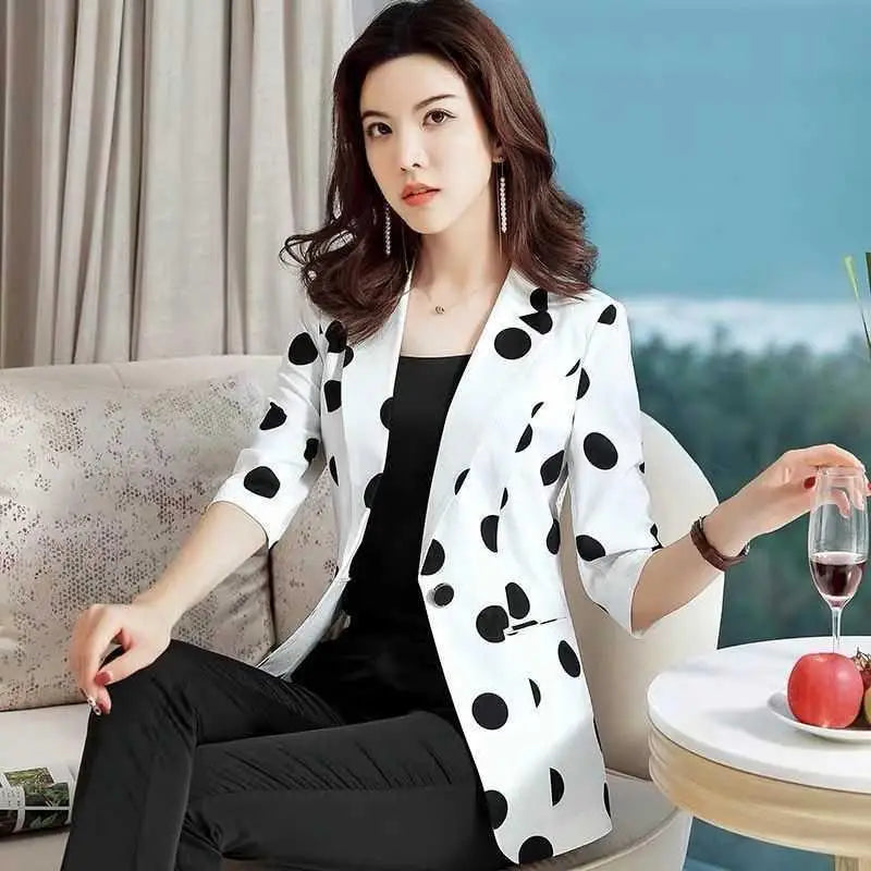 2025 Nuevos Blazers de primavera y verano para mujer, chaqueta de traje con un botón y manga tres cuartos, chaqueta de trabajo de oficina para negocios para mujer