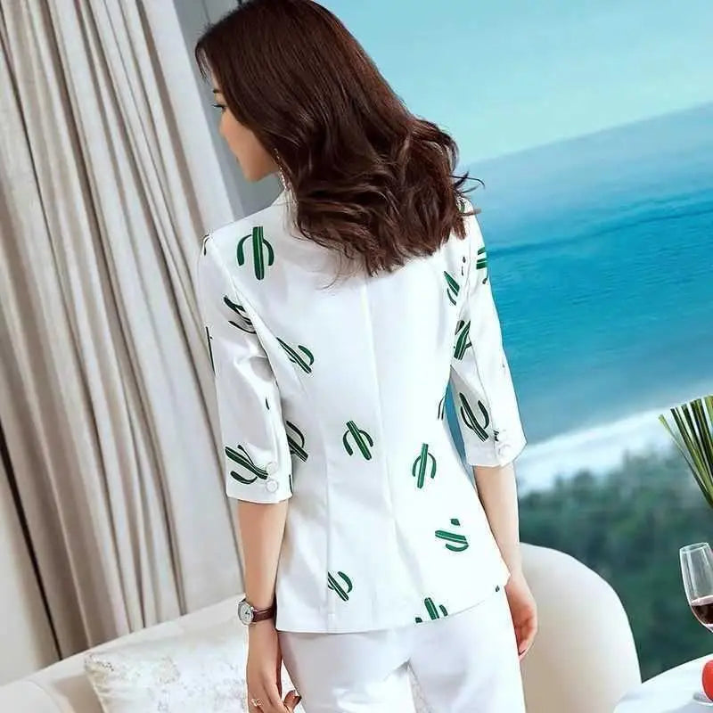 2025 Nuevos Blazers de primavera y verano para mujer, chaqueta de traje con un botón y manga tres cuartos, chaqueta de trabajo de oficina para negocios para mujer